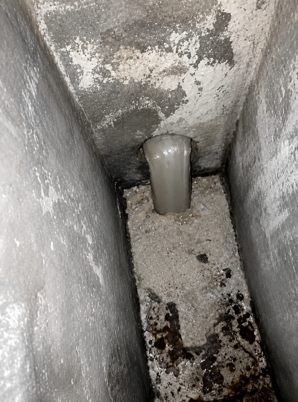 Conexión de tubería corregida dentro de un registro angosto.